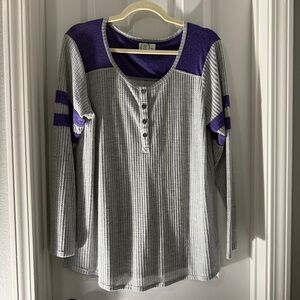 Purple Waffle Knit Henley Top
